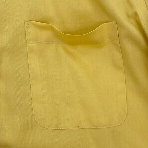 IZOD Shirt Mens 17.5 Yellow Button Up Long Sleeve Cotton Twill Casual Workwear - Picture 7 of 12